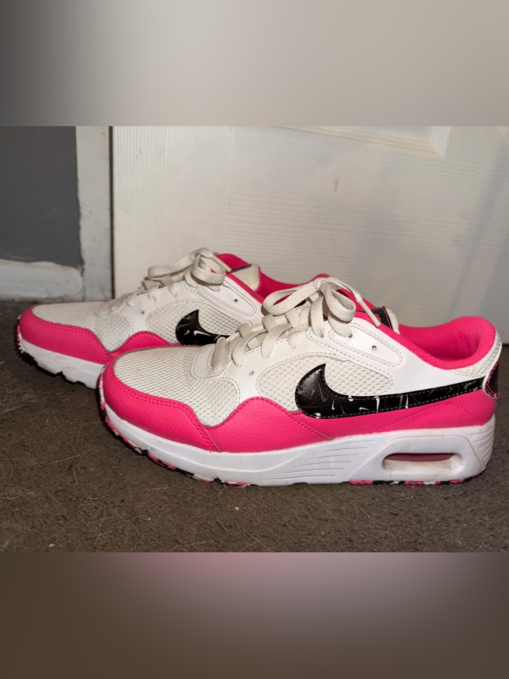 Nike Women’s White & Hot Pink Casual Sneakers with Black Swoosh